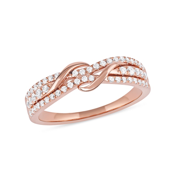 0.33 CT. T.w. Diamond Double Wrapped Wave Ring in 10K Rose Gold