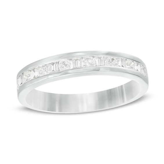 0.37 CT. T.w. Baguette and Round Diamond Alternating Anniversary Band