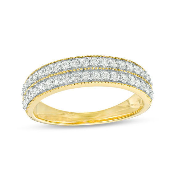 0.37 CT. T.w. Diamond Double Row Vintage-Style Band in 10K Gold