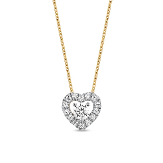 0.40 CT. T.w. Diamond Interior Stone Heart Frame Necklace in 10K Gold