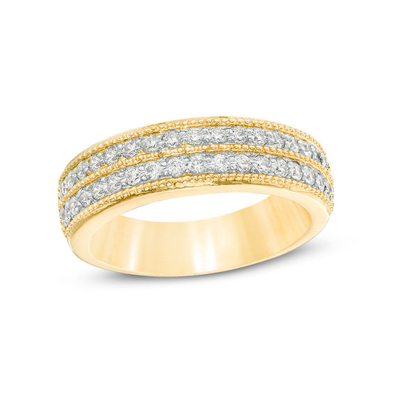 0.45 CT. T.w. Diamond Double Row Vintage-Style Anniversary Band in 10K
