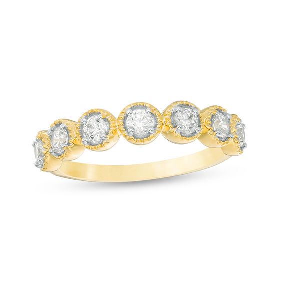 0.45 CT. T.w. Diamond Frame Seven Stone Vintage-Style Stackable Band