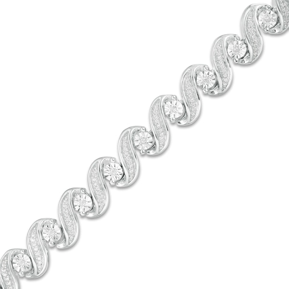 0.45 CT. T.w. Diamond "S" Tennis Bracelet in Sterling Silver - 7.25"
