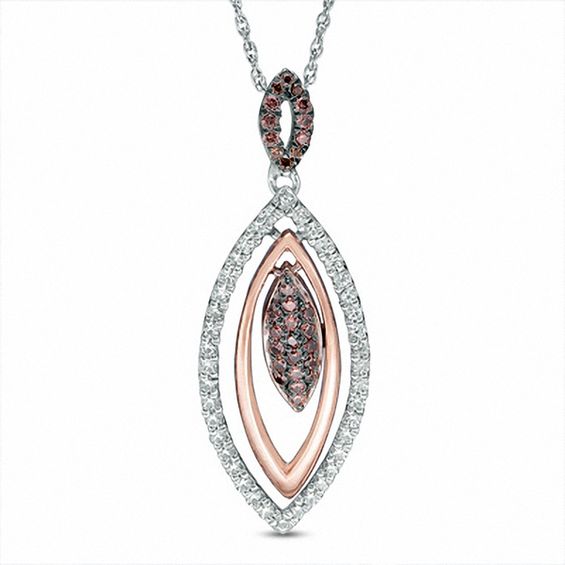 0.45 CT. T.w. Enhanced Champagne and White Diamond Marquise Pendant in