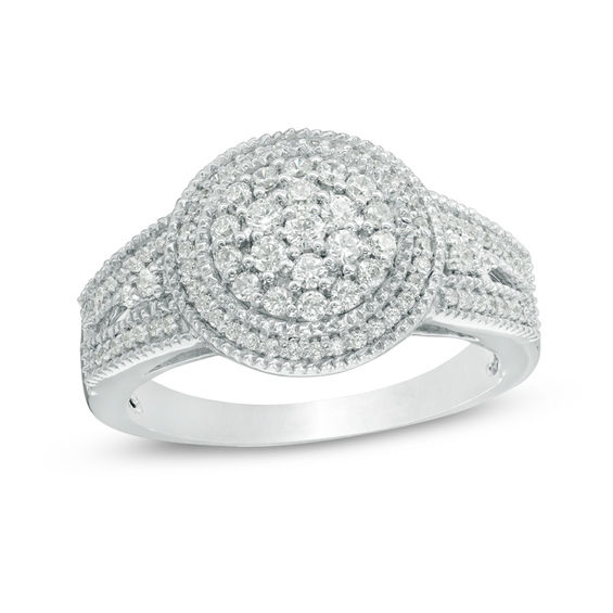 0.45 CT. T.w. Multi-Diamond Frame Vintage-Style Engagement Ring in 10K