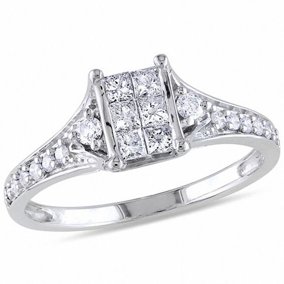 0.48 CT. T.w. Princess-Cut Diamond Rectangle Composite Engagement Ring