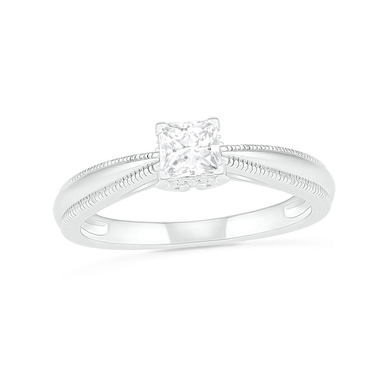 0.62 CT. T.w. Princess-Cut Diamond Solitaire Vintage-Style Engagement