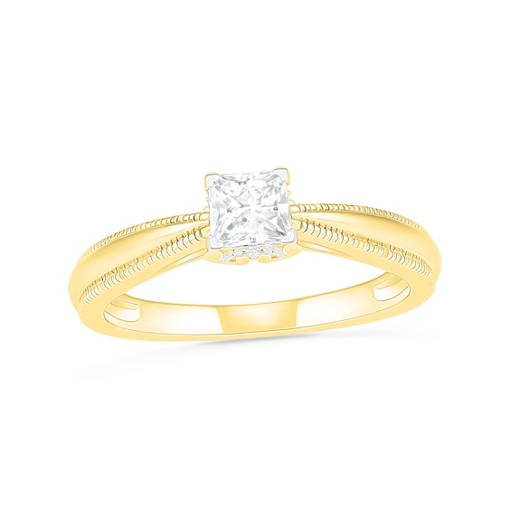 0.62 CT. T.w. Princess-Cut Solitaire Diamond Vintage-Style Engagement