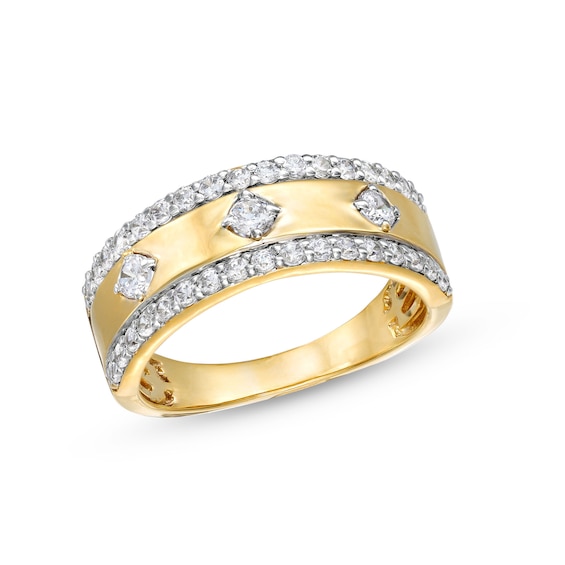 0.69 CT. T.w. Diamond Edge Center Station Band in 10K Gold