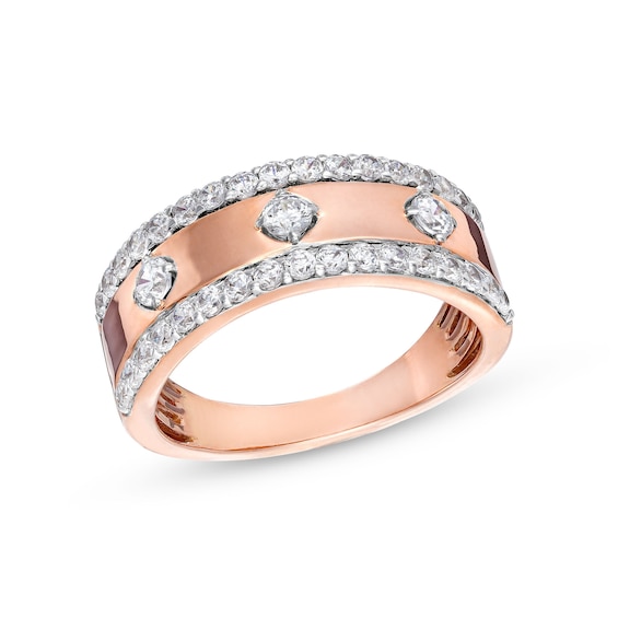 0.69 CT. T.w. Diamond Edge Center Station Band in 10K Rose Gold