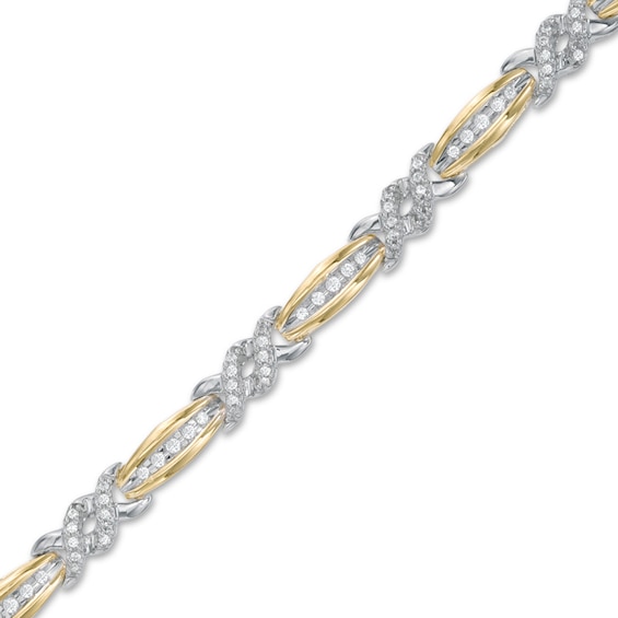 0.70 CT. T.w. Diamond Double Twist Bracelet in 10K Two-Tone Gold -