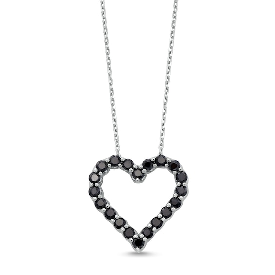 0.95 CT. T.w. Black Diamond Outline Heart Pendant in Sterling Silver