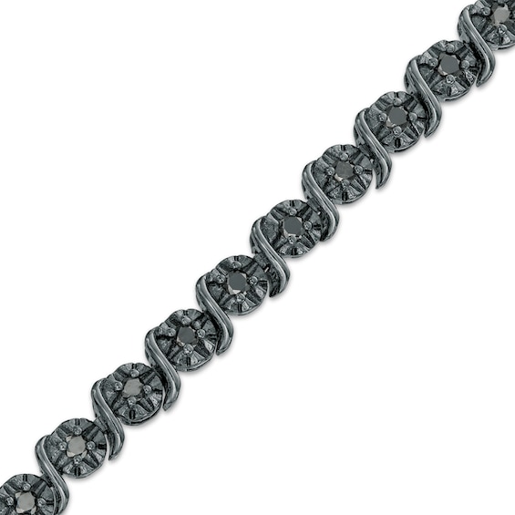 0.95 CT. T.w. Black Diamond "S" Link Tennis Bracelet in Sterling