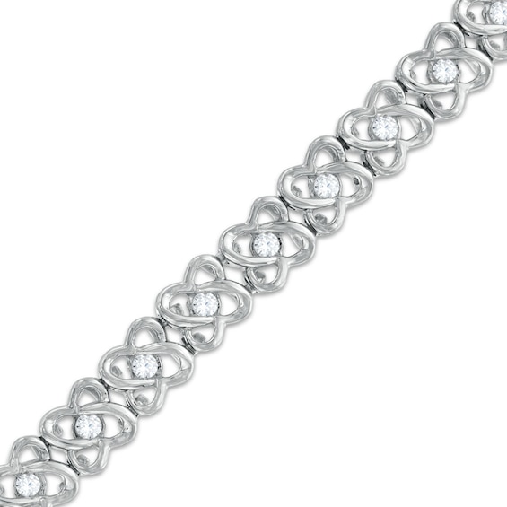 0.95 CT. T.w. Diamond Orbit Flower Link Bracelet in 10K White Gold -