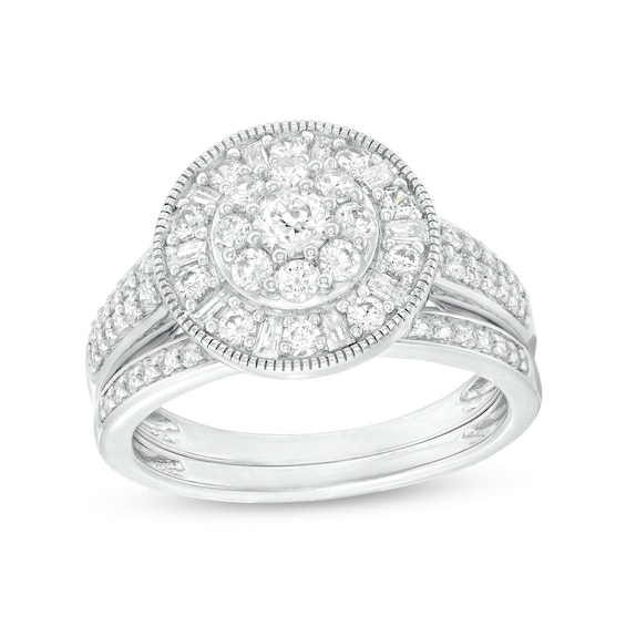 0.95 CT. T.w. Multi-Diamond Alternating Baguette and Round Frame