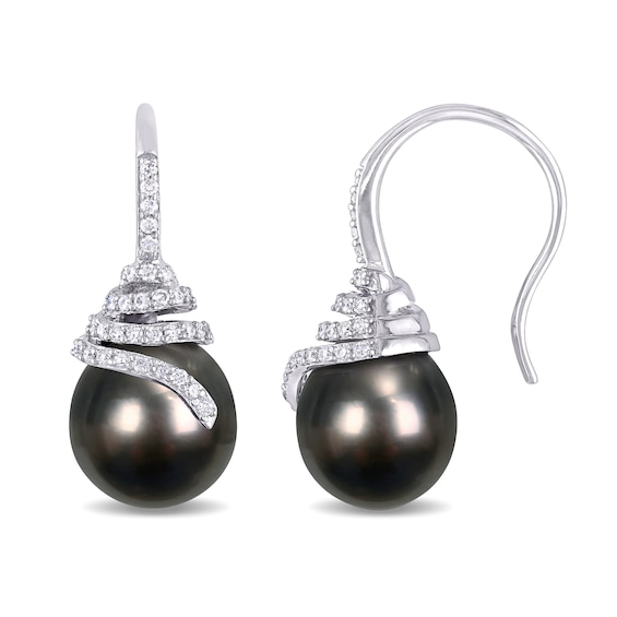 10.0-10.5mm Baroque Black Cultured Tahitian Pearl and 0.32 CT. T.w.