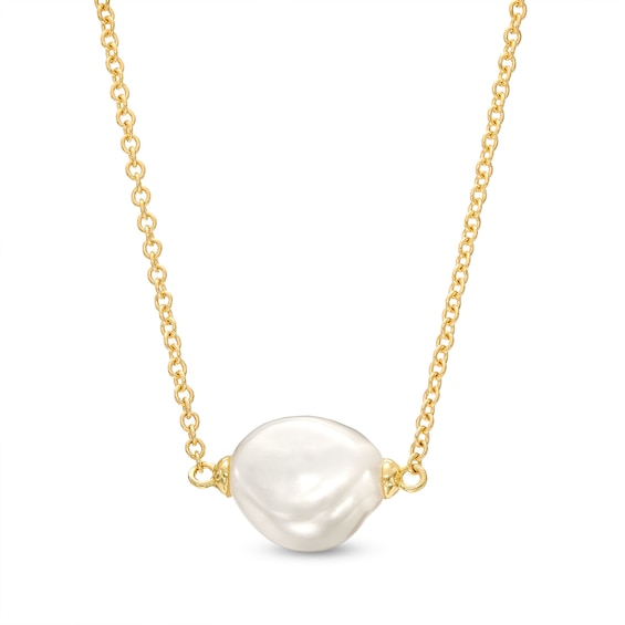 10.0mm Baroque Cultured Freshwater Pearl Necklace in 10K Gold