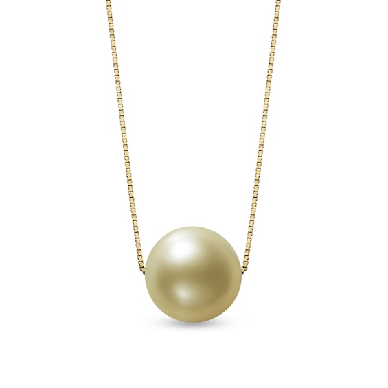 10.0mm Golden Cultured South Sea Pearl Pendant in 14K Gold