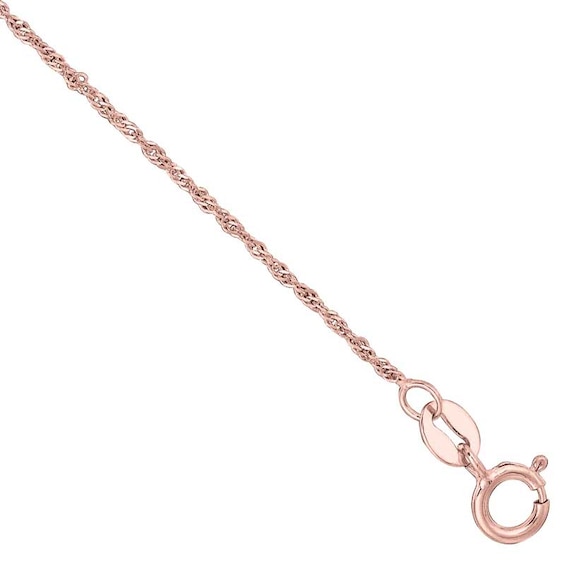 1.03mm Singapore Chain Necklace in Solid 14K Rose Gold