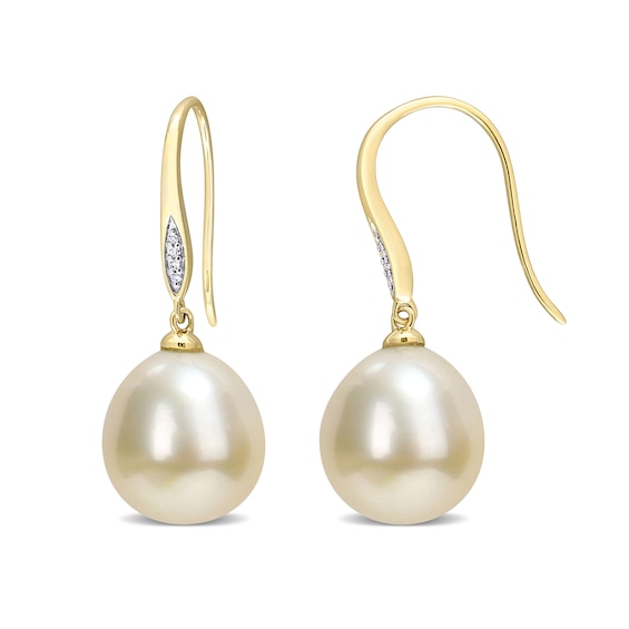 12.0-12.5mm Baroque Golden Cultured South Sea Pearl and Diamond Accent