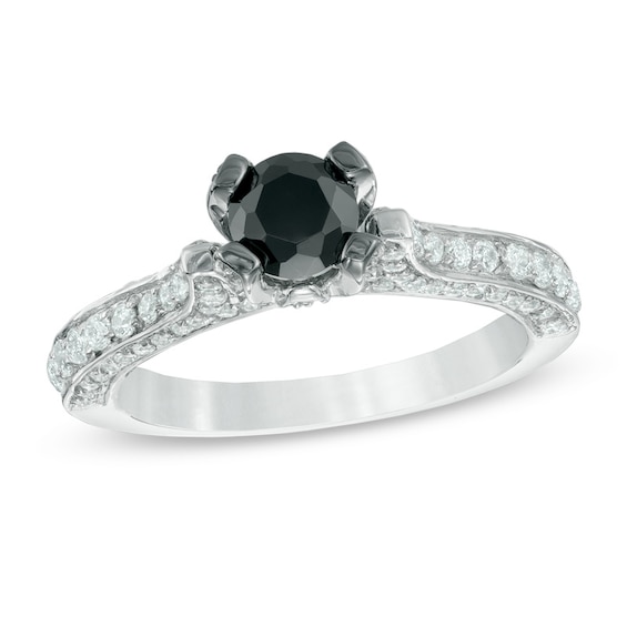 1.20 CT. T.w. Enhanced Black and White Diamond Engagement Ring in 10K
