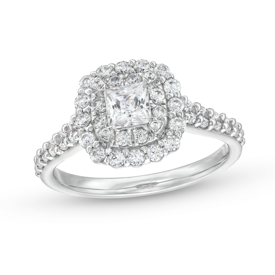 1.25 CT. T.w. Princess-Cut Diamond Scallop Frame Engagement Ring in