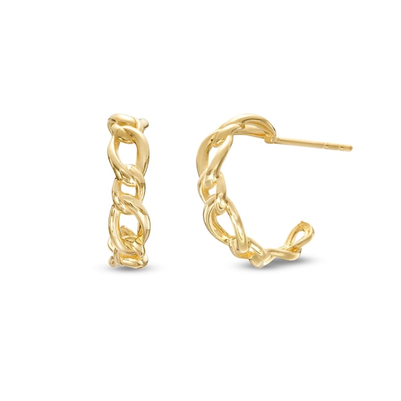 13.6mm Figaro Chain Half Hoop Earrings in 10K Gold