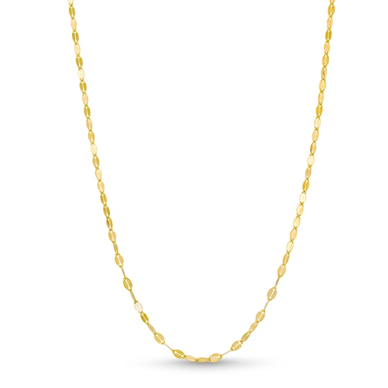 1.3mm Mirror Flat Chain Necklace in Solid 10K Gold - 18"