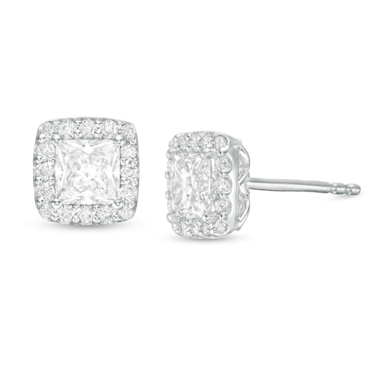 1.45 CT. T.w. Princess-Cut Diamond Frame Stud Earrings in 14K White