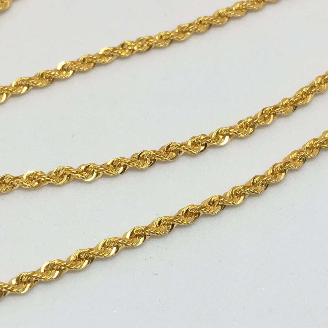 18K Solid Gold Rope Chain Necklace Men Women - Genuine 18k Gold - All Sizes