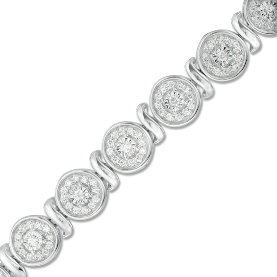 1.95 CT. T.w. Composite Diamond Frame "S" Tennis Bracelet in Sterling