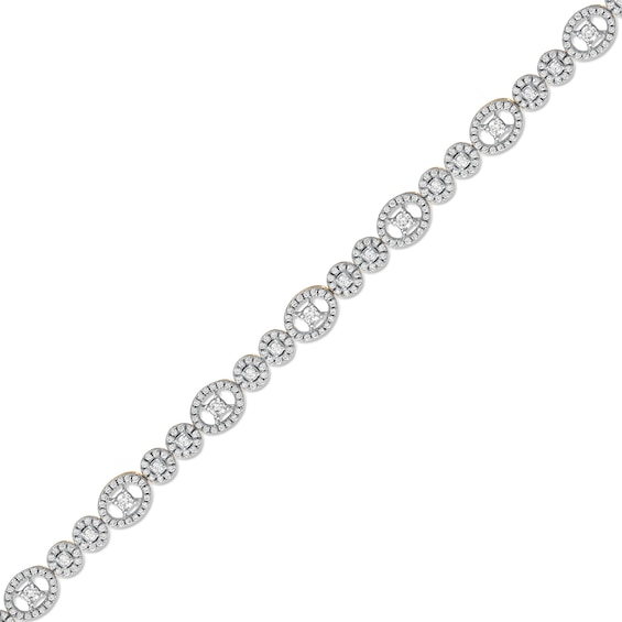 2.00 CT. T.w. Multi-Diamond Oval and Round Alternating Link Line