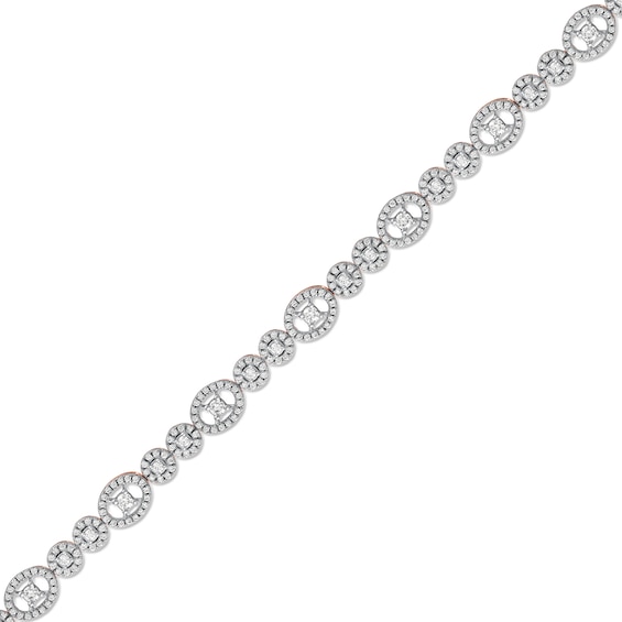2.00 CT. T.w. Multi-Diamond Oval and Round Alternating Link Line