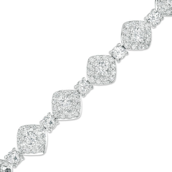 3.0mm Lab-Created White Sapphire Square Framed Link Bracelet in
