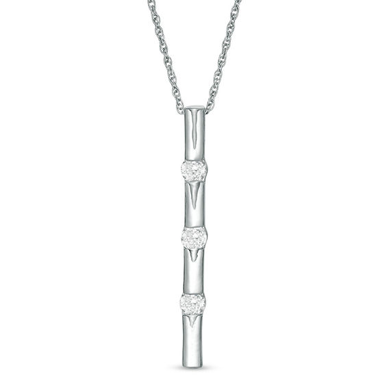3.0mm Lab-Created White Sapphire Three Stone Bar Pendant in Sterling
