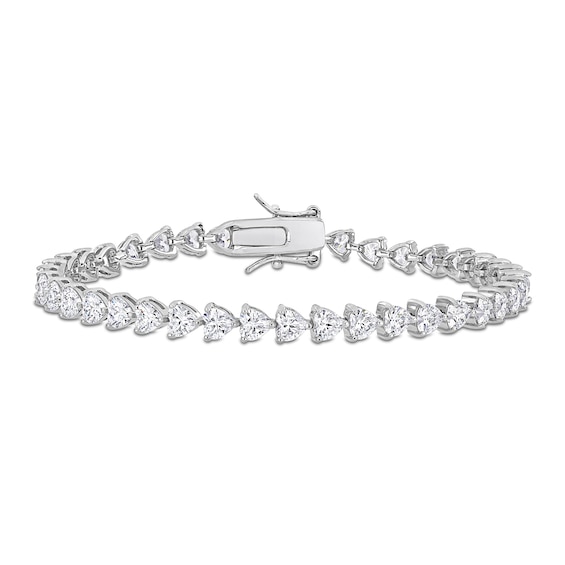 4.0mm Heart-Shaped White Lab-Created Sapphire Tennis Bracelet in