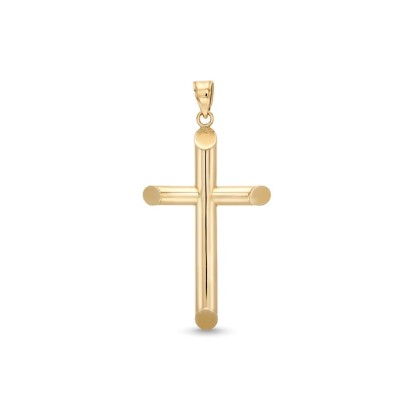 42.0mm Modern Cross Necklace Charm in Hollow 10K Gold