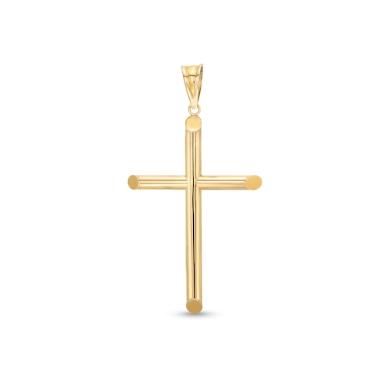 53.0mm Modern Cross Necklace Charm in Hollow 10K Gold