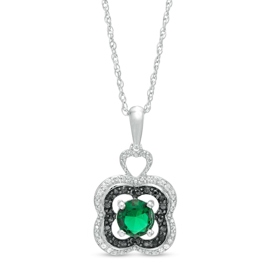 5.5mm Lab-Created Emerald and 0.065 CT. T.w. White and Black Diamond