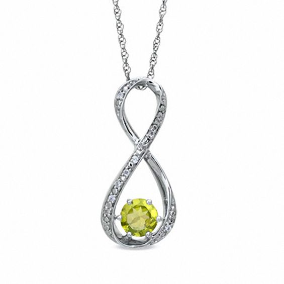 5.5mm Peridot and Diamond Accent Infinity Pendant in Sterling Silver