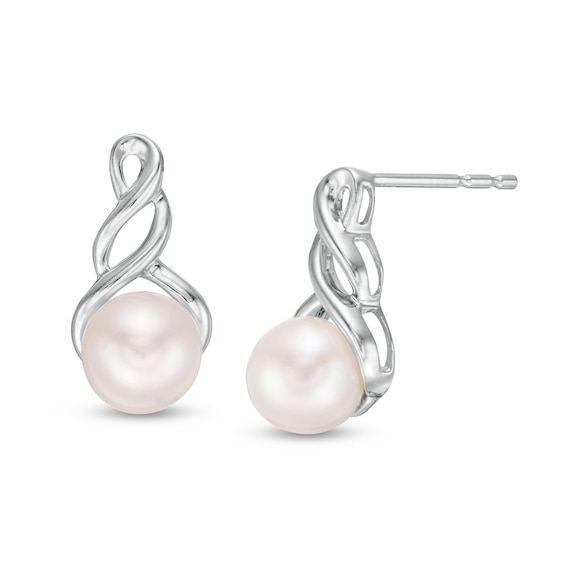 6.0mm Cultured Freshwater Pearl Cascading Drop Earrings in 10K White