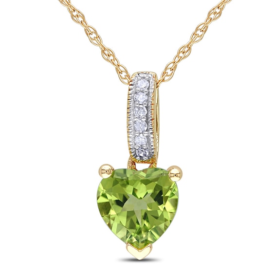 6.0mm Heart-Shaped Peridot and Diamond Accent Pendant in 10K Gold -