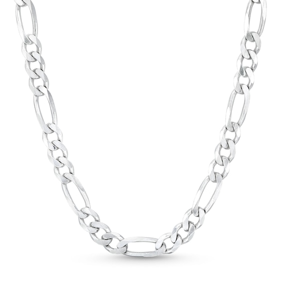 7.2mm Figaro Chain Necklace in Solid Sterling Silver â 24â