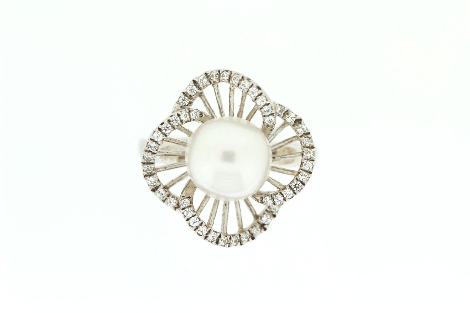 925 SS Pearl / White Topaz Ring ( 4.95 cts)