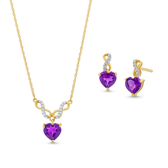 Amethyst and 0.06 CT. T.w. Diamond Infinity Heart Necklace and