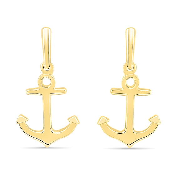 Anchor Drop Earrings in 10K Gold