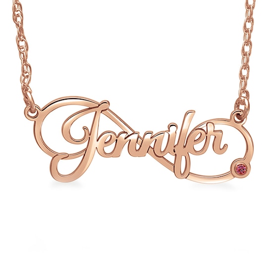 Birthstone and Name Infinity Necklace (1 Stone and Line)