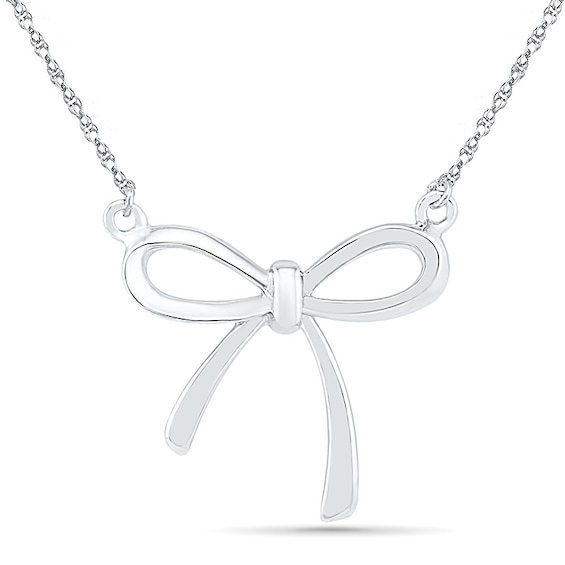 Bow Necklace in 10K White Gold