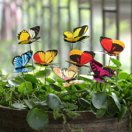 Clearance! EQWLJWE 25pcs Butterfly Stakes Outdoor Yard Planter Flower Pot Bed Garden Decor Butterfl