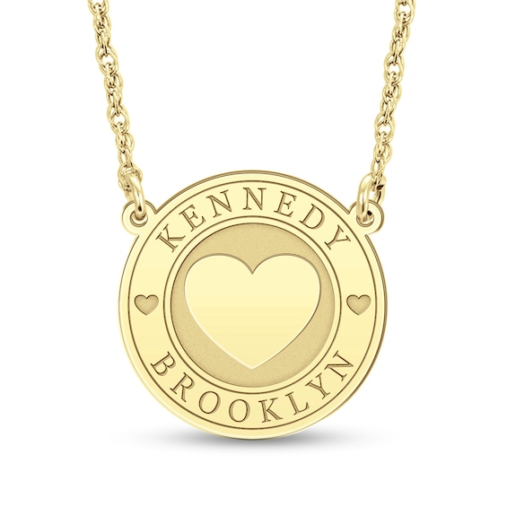 Couple's Engravable Heart Frame Circle Necklace (2 Names)